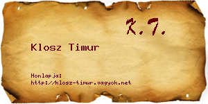 Klosz Timur névjegykártya